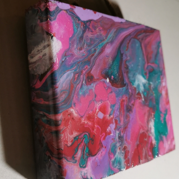 Small Wood Abstract Painting Garden Swirl wall art - Picture 3 of 10